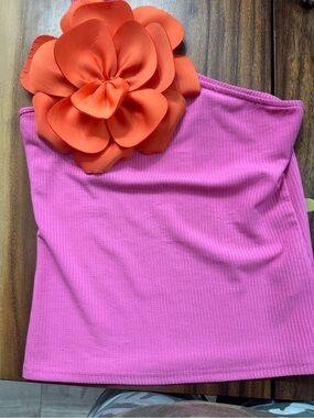 SHEIN Hot Pink Ribbed Tube Top